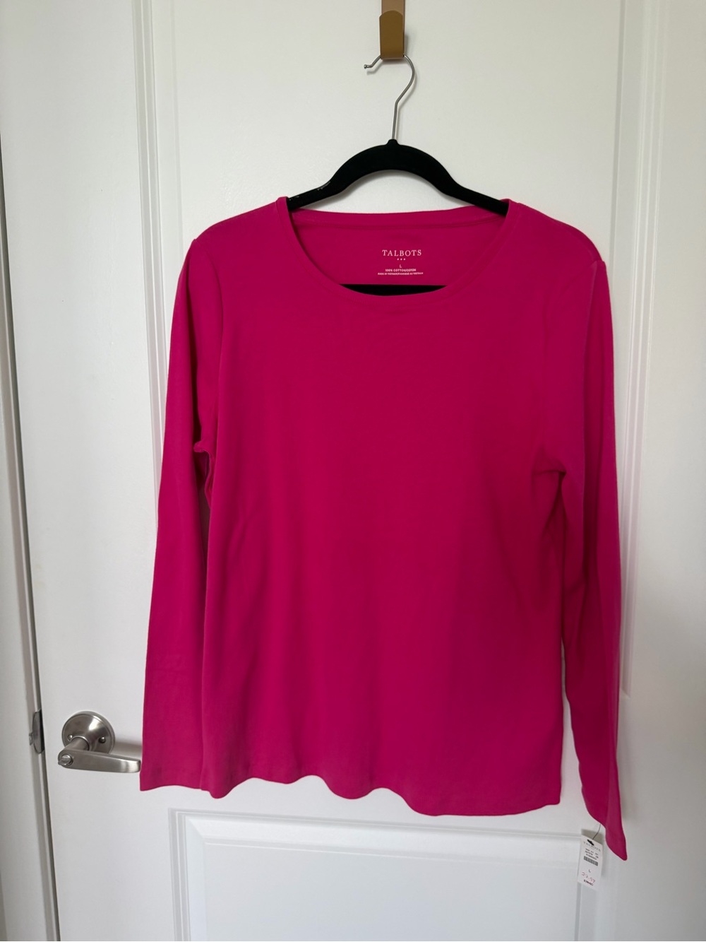 Talbots Long Sleeve Crewneck Top in Fuchsia Pink